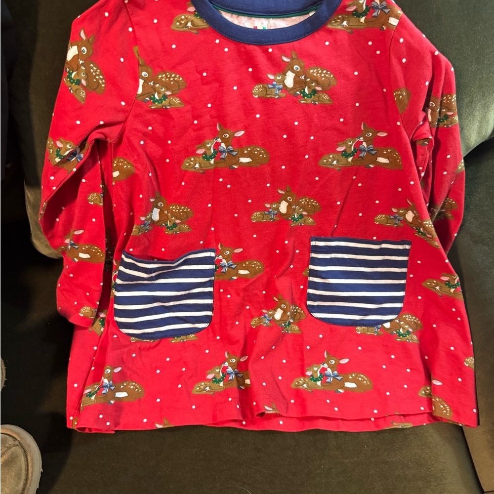 Mini Boden Red Shirt with Deer Print